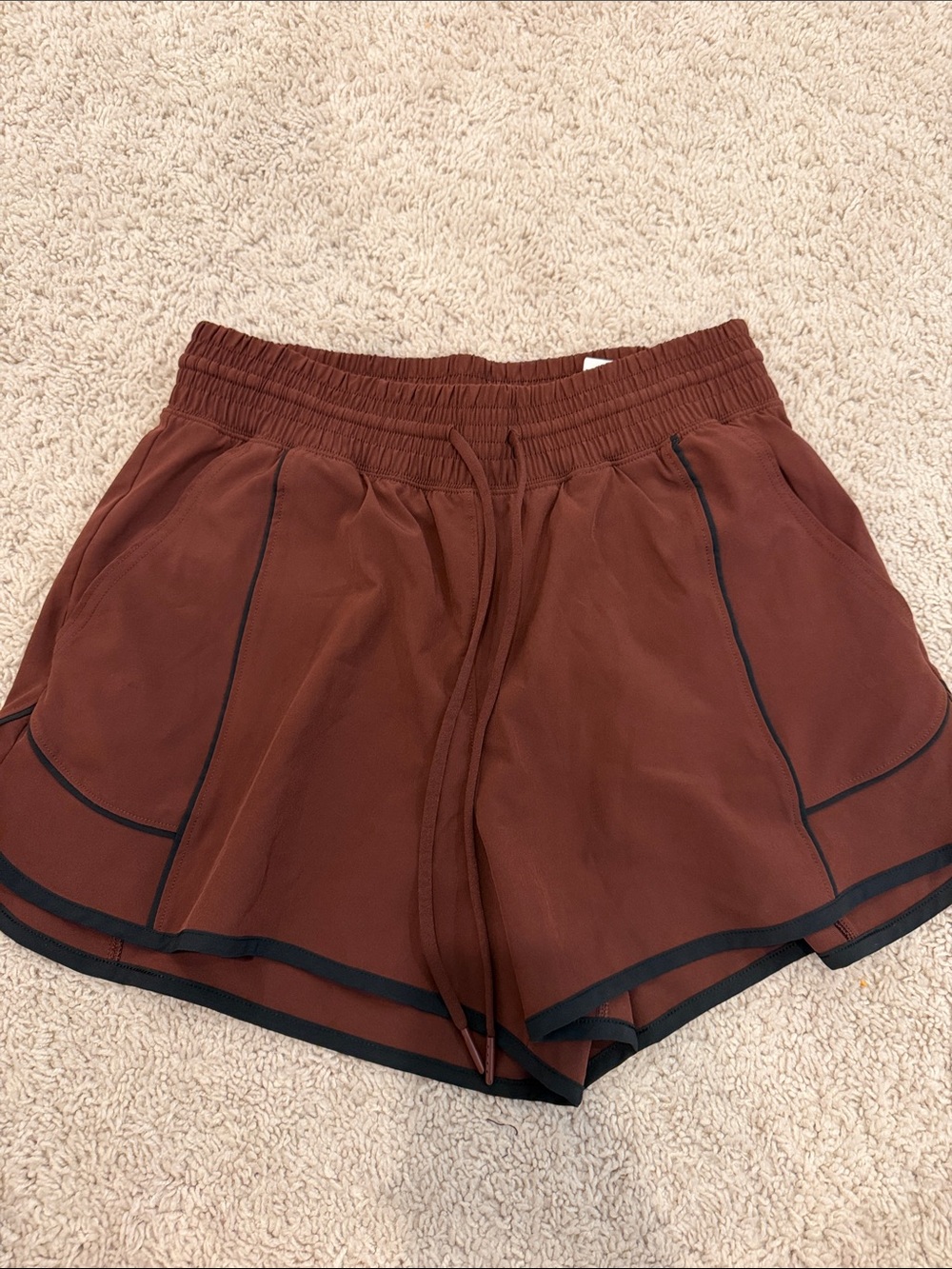 Abercrombie & Fitch Women's Rust Brown Henley Crop Tank & Leggings & Shorts Set - Picture 8 of 10